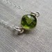 Tiny Peridot Bezel pendant necklace, August birthstone, sterling silver bezel abd chain