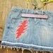 SALE------Grateful Dead Upcycled Denim Mini Skirt 4th of July Grateful Dead Bolt