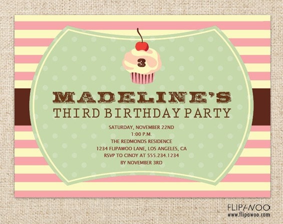 Cupcake Birthday Invitation Design by FLIPAWOO - Customized Printable File