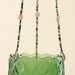 Vintage Green Diamond Pattern Glass Beaded Hanging Candle Holder or Bird Feeder
