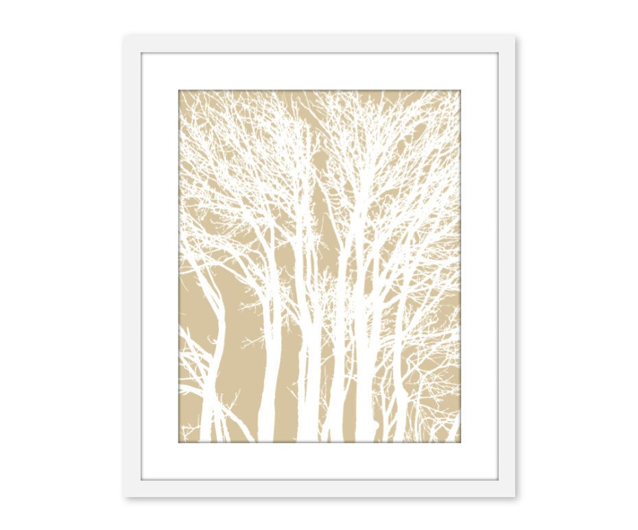 Modern Trees - Digital Print - Branches- Home Decor - Tan - Neutral - Rustic Woodland - Pastel Spring Summer