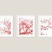 Magnolia Tree Branches Digital Print Set - Red and White - Modern Wall Art -  Home Decor - Spring Summer - Poppy Red - Mothers Day