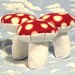 Medium Self Standing sized Mushroom- red and white spots- plush