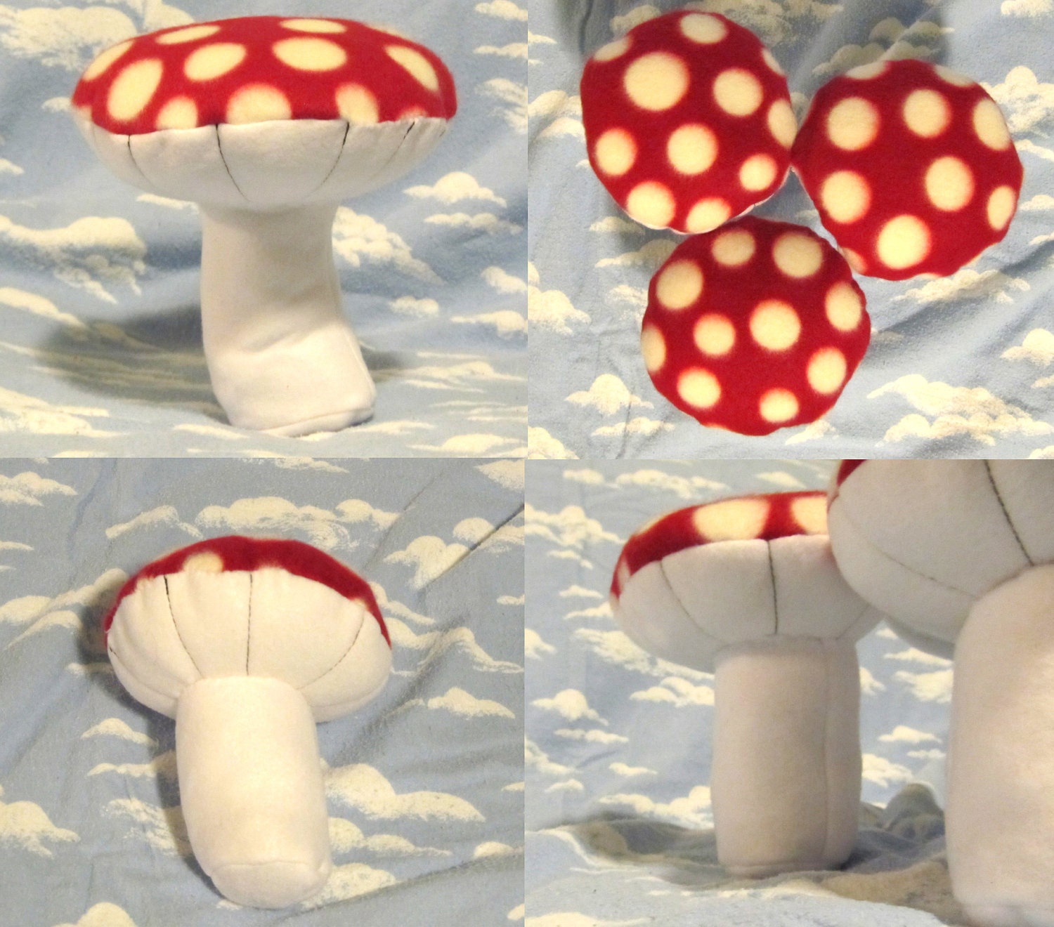 Medium Self Standing sized Mushroom- red and white spots- plush