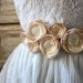 Rose Flower Belt in Caramel Brown, Ivory Brown and Ivory (also shown in Purple Hues) Sash Style No. 11 Bridesmaid Sash