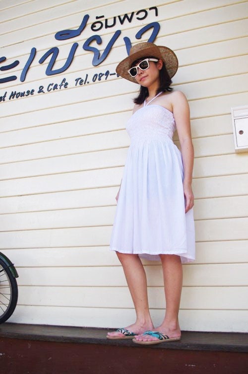Halter Neck Dress, Skirt, Long Top in White...All in One and One Size Fits All