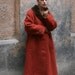 Brick Orange Wool coat Mink collar 1960ies