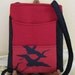 Red and Black Crane Purse Made From Recycled Wool Coat