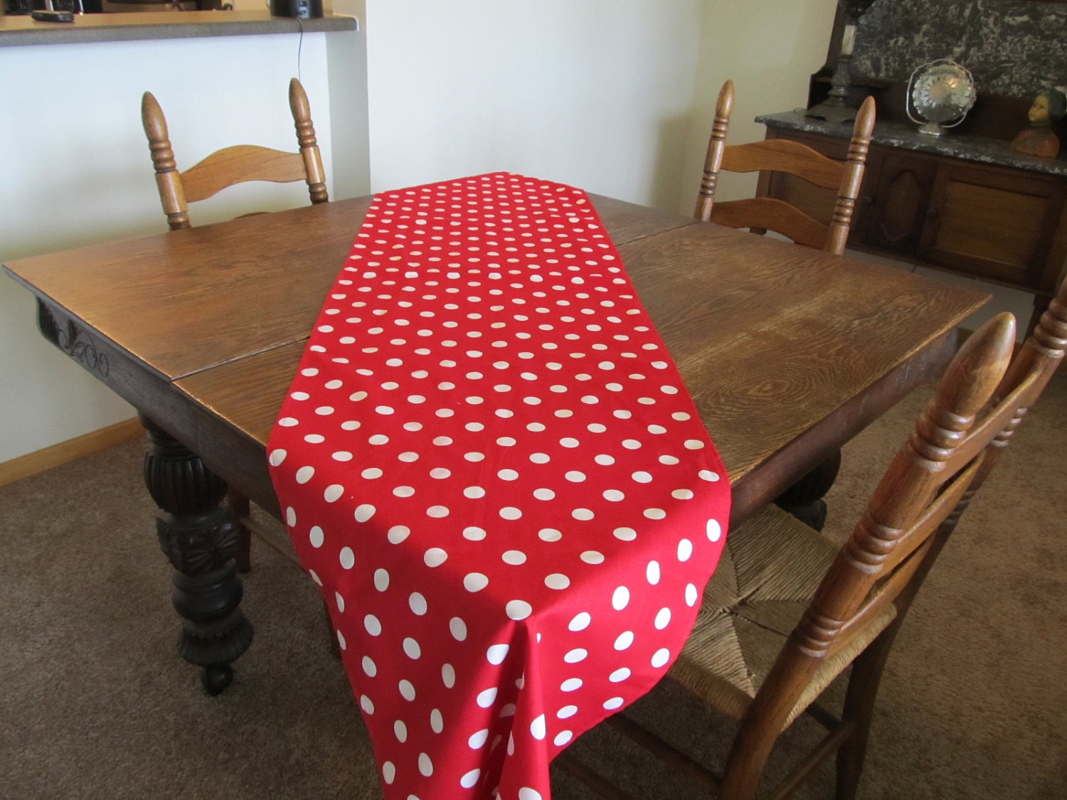 Large Red and White Polka Dots Runners, Fun and Festive