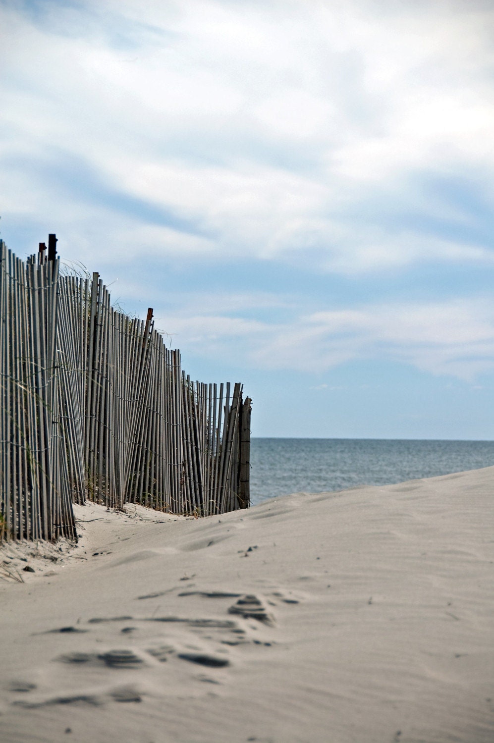 Beach Photography Beach Fence, Blue Skies, 8 x 10 Fine Art Photography Beach Cottage Home Decor, Dune Fence, Cottage Decor