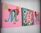 Custom Wall Art Initials 8x10 Canvases Original Paintings