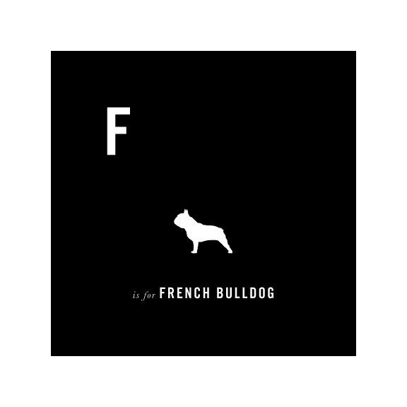 French Bulldog print poster art Frenchie illustration silhouette typography alphabet