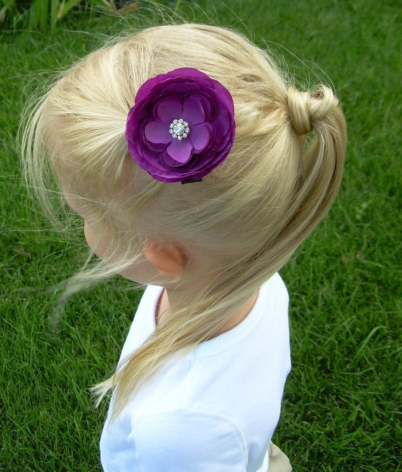 Brand New...Swarovski Crystal...Purple Peony...Hair Clip...No Slip Grip Available