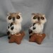 Vintage Furry Pair of Owls