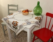SALE -  Stunning Italian Vintage Linen Hand-Embroidered Tablecloth - circa 1950s