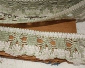Pastel Green and White Vintage Trim - circa 1970s - 3 metres