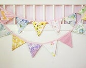 Party Bunting - Pennant Banner - Flag Garland - Vintage Fabric  - 9 Feet