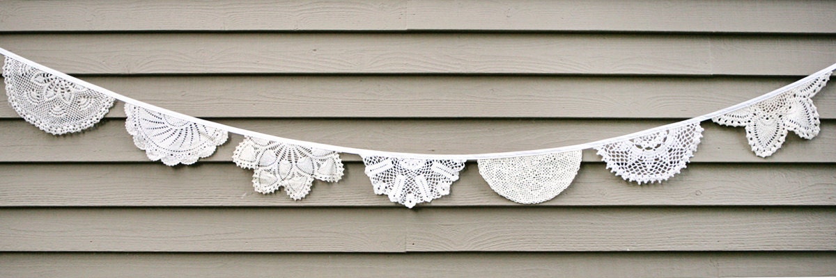 Doily Bunting - Vintage Doilies - 8 feet