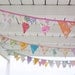 Party Bunting, Pennant Banner - Vintage Fabric - Yellow, Coral/Peach, Gray, Pink - Mini Flags