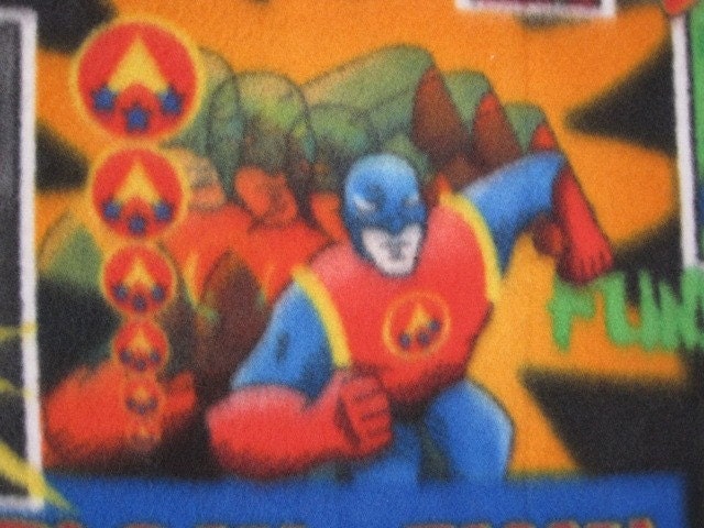 Super Heros with Blue Handmade Fleece Blanket