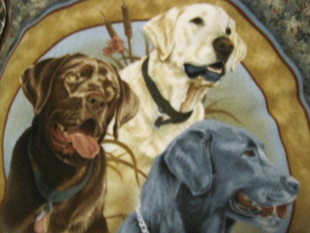 Labrador Dog Trio with Brown Handmade Blanket