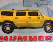 Handmade Blanket - Hummer in Yellow on Blue with Red