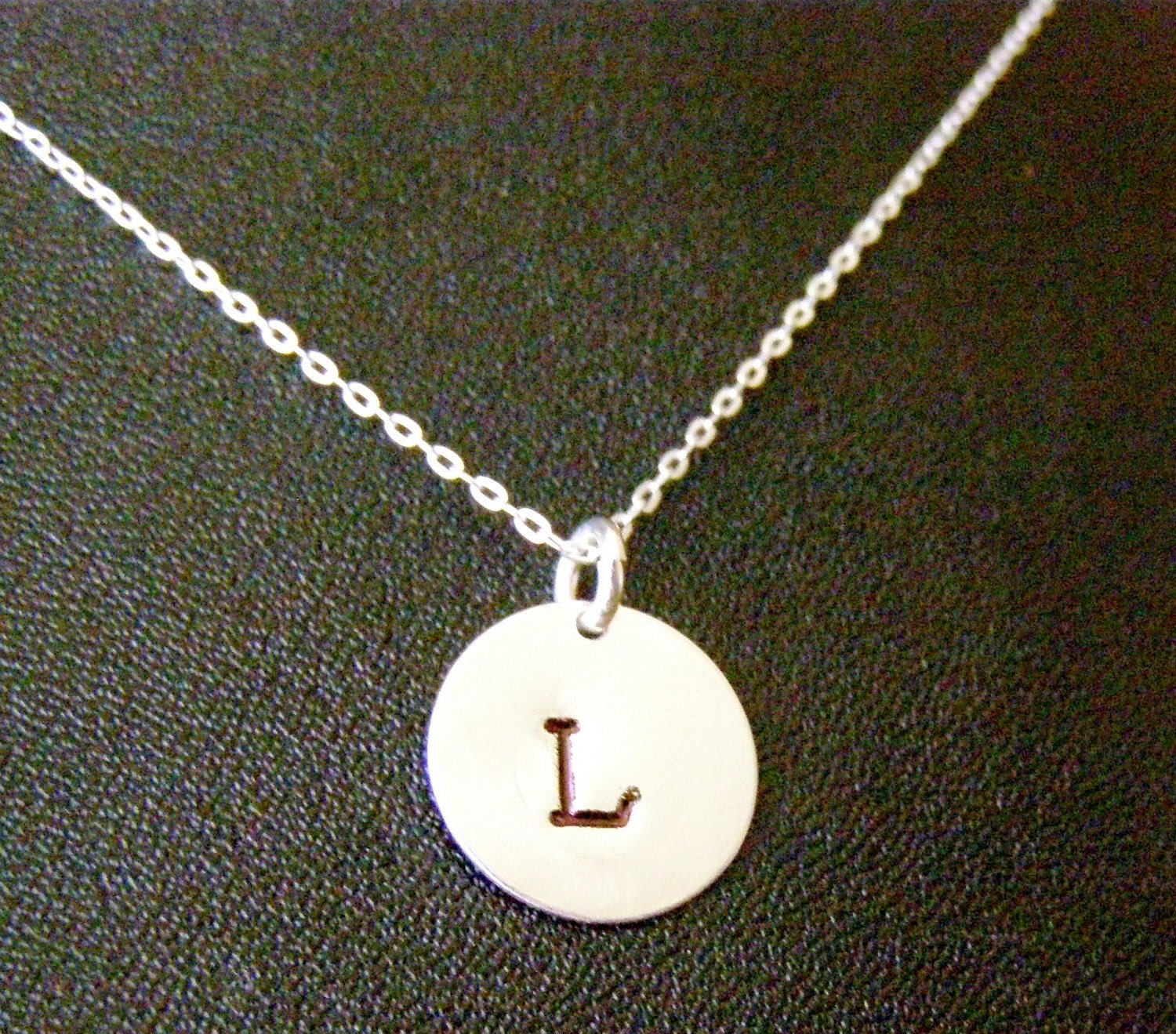 1 MEDIUM DISC Initial Disc 14MM Sterling Silver Initial Necklace