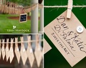 Wedding Name Place, Table, or Escort Cards, Shabby Chic, Kraft Paper: Vintage Romantic Featured in Seacoast Weddings Mag, Wedding Chicks