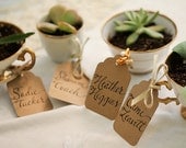 Teacup Name Tags or Escort Cards Kraft Paper Tags and Calligraphy Featured on Style Me Pretty - RachelCarl