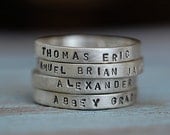 Personalized Hand Stamped Stacking Rings in Sterling Silver-ONE Ring
