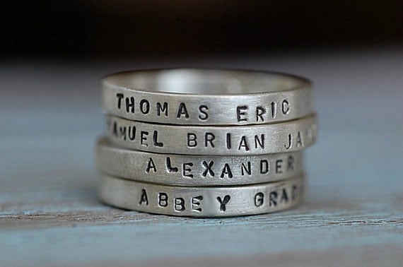 Hand Stamped Stacking Rings in Sterling Silver-ONE Ring