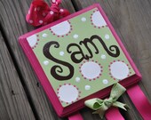 Bow Holder - WHIMSICAL DOTTIE Design - Handpainted and Personalized HairBow Holder