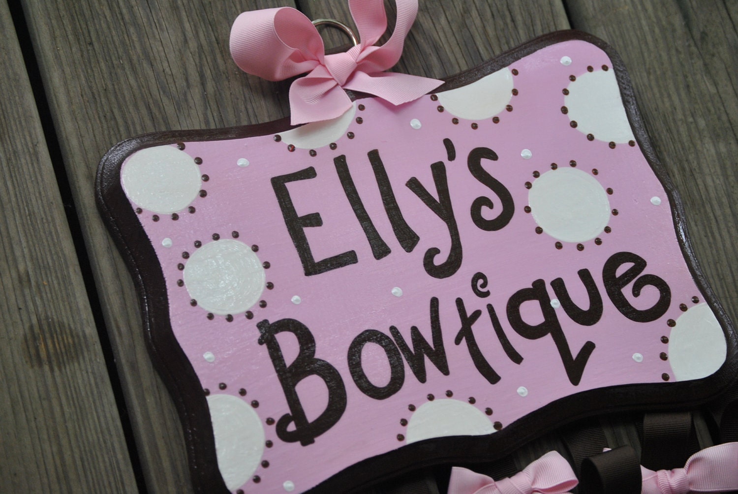 Bow Holder - WHIMSICAL DOTTIE Design - XLarge Handpainted and Personalized HairBow Holder