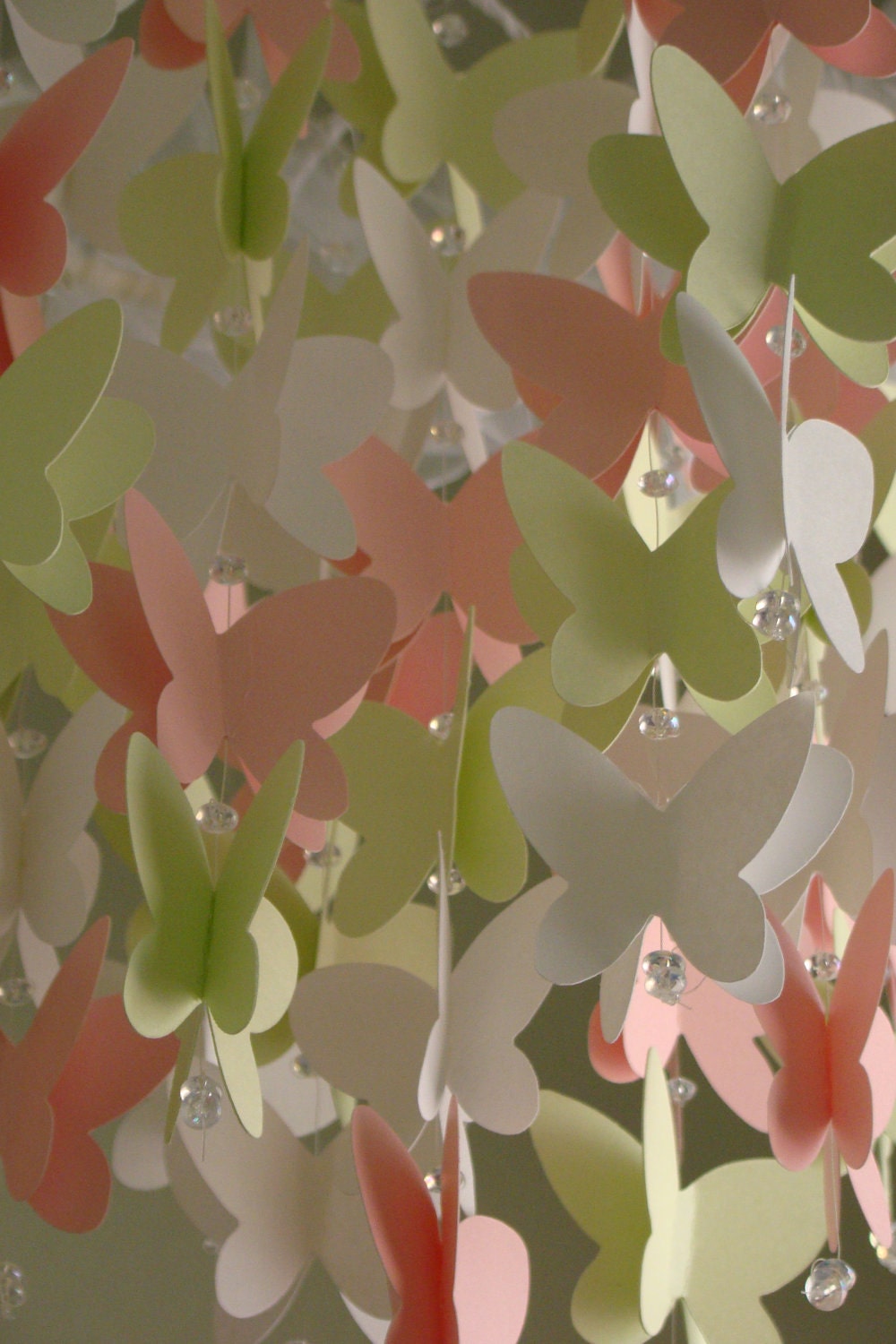 Pink Green White Shimmer Butterfly Baby Mobile Available in many color combos