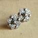 Flower studs, small earring studs, silver post earrings, rustic, flower earrings, metalsmithing metalwork