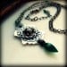 Green onyx necklace, sterling silver necklace, metalsmith necklace, oxidized necklace, rustic necklace, filigree necklace, vintage necklace