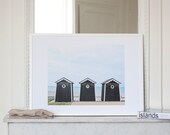 France Beach Cabins Brown - Normandy Photo France, 16  x 20 - Fine Art Photography print - French Home decor Wall Art Geometry Beach decor