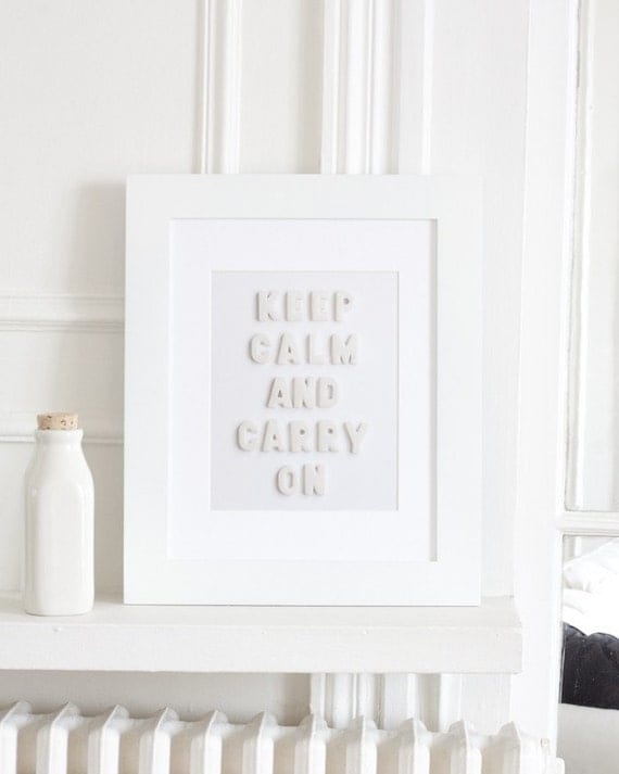 Keep Calm and Carry On typography photography print 8x10 white Inspirational quote monochromatic home decor minimalist wall decor poster