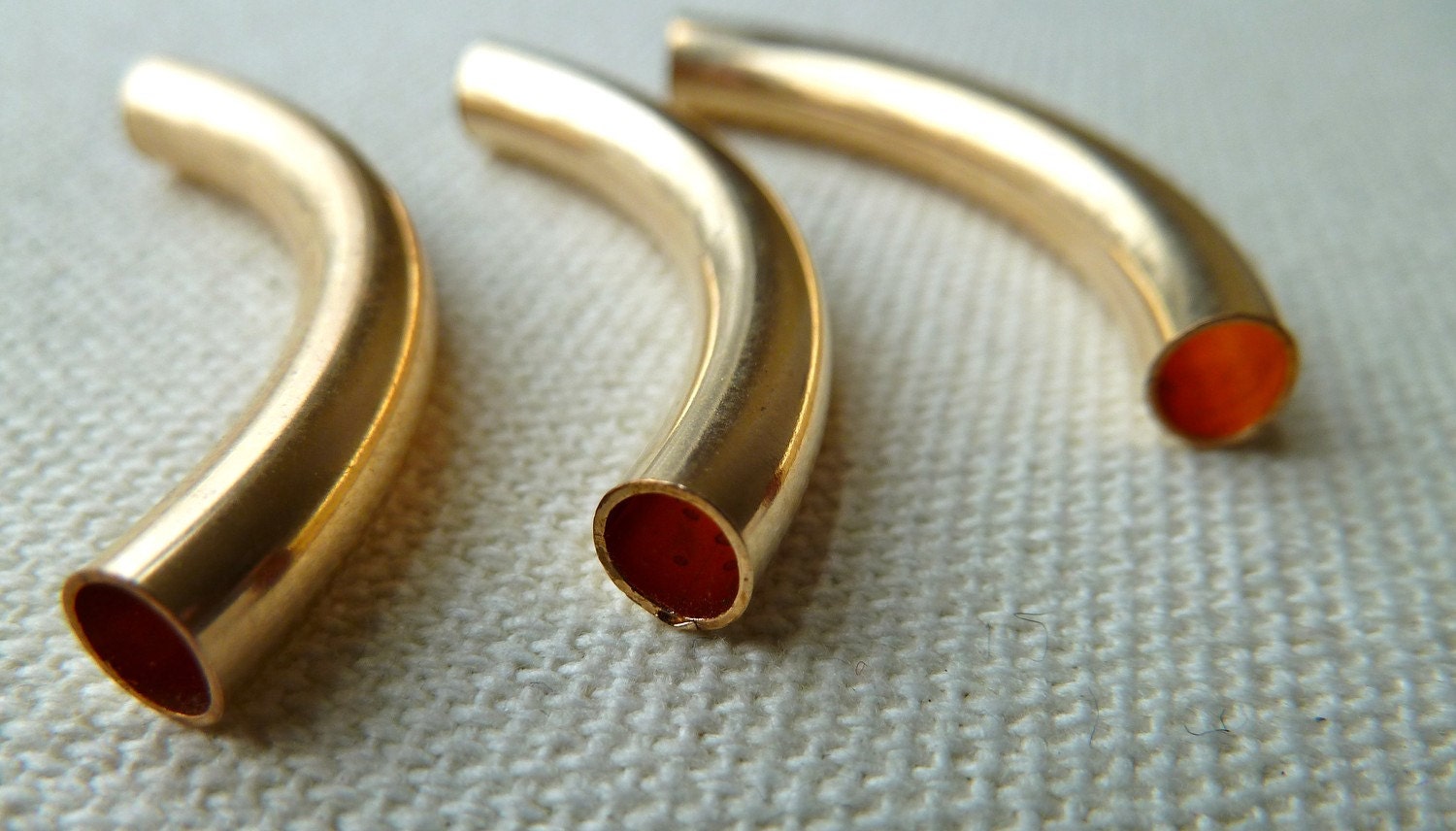 14k Gold Filled Curved Tube Beads 38x5mm Large by yvonnesjewels