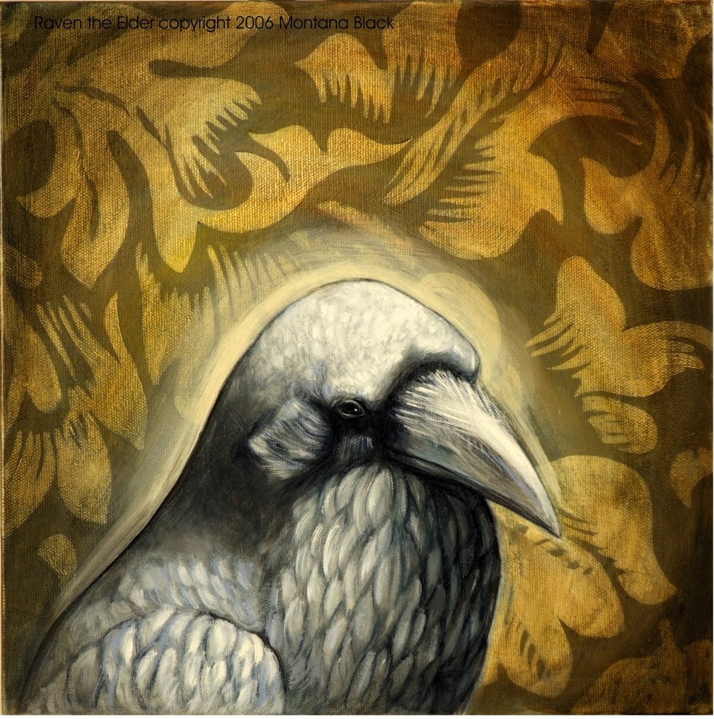 Bird Art - Art Prints - Fine Art Print - Raven Art Print "Raven the Elder" 16x20