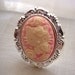 Antique pink cat cameo ring