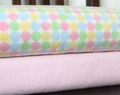 Pink Green and Yellow Dot Flannel Blanket Bundle, 2 yards