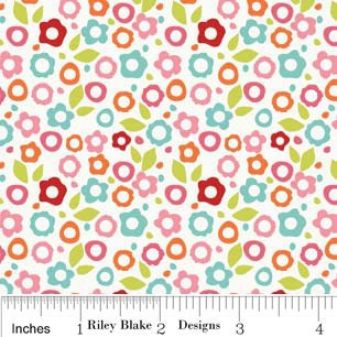 Alphabet Soup Girl By Zoe Pearn for Riley Blake, Floral Girl Print in White, 1 Yard