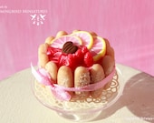 Blush Pink Charlotte Cake 1/12 scale dollhouse miniature