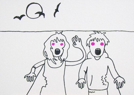Cute Horror ACEO Zombie Art