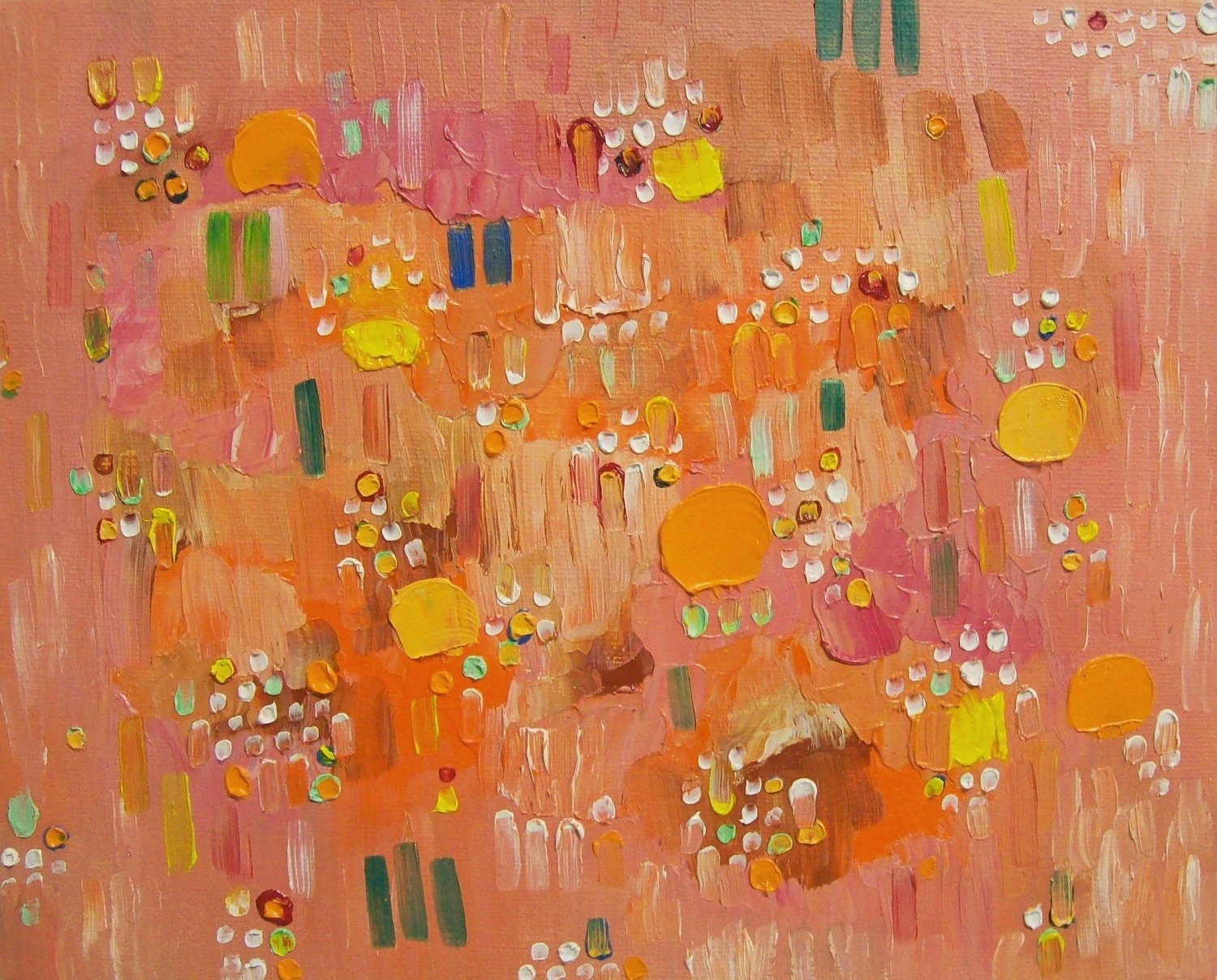 Original Abstract Painting Orange Peach Nectarine Textured Home Decor