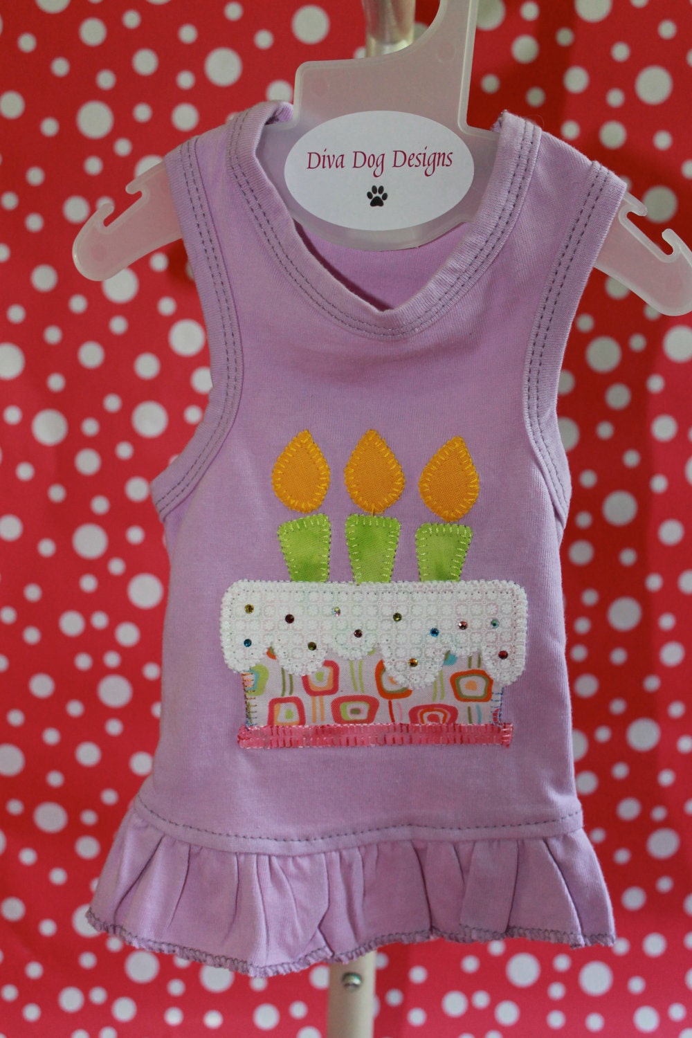 Medium Lavender Dress with a Birthday Cake