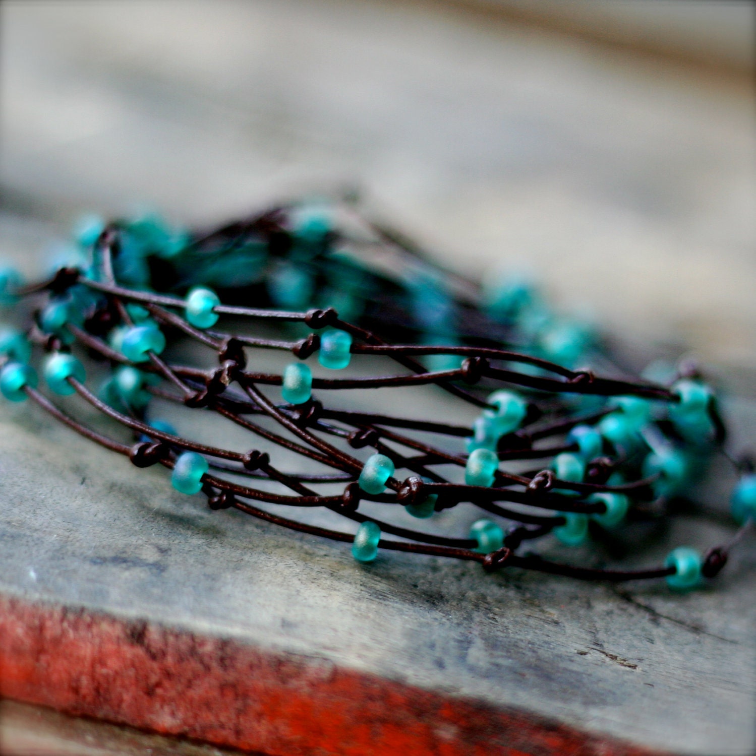 Brown/Turquoise BIRDS NEST Wrap Bracelet