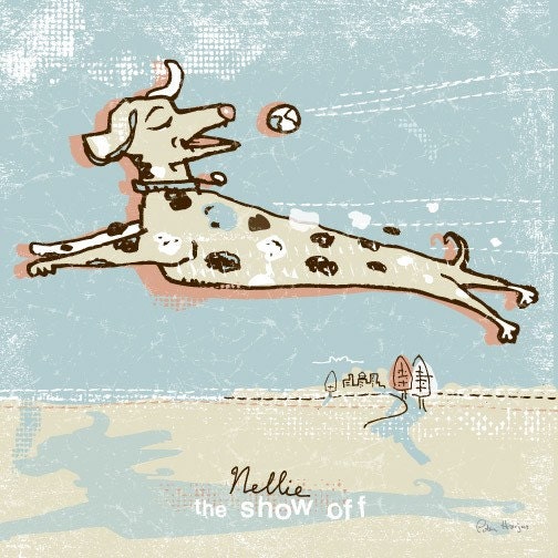 Dog Art Print.  This PRINT personalized with your dog's name.