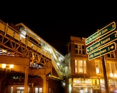 Wicker Park "L" Stop at Night 11x14" Photograph